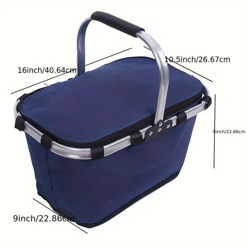 Portable Insulated Foldable Picnic Basket with Handle