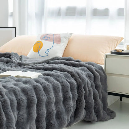Soft Plush Reversible Throw Blanket Home Decor