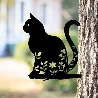 Metal Cat Silhouette Garden Ornament - Unique Outdoor Garden Decor for Cat Lovers-4