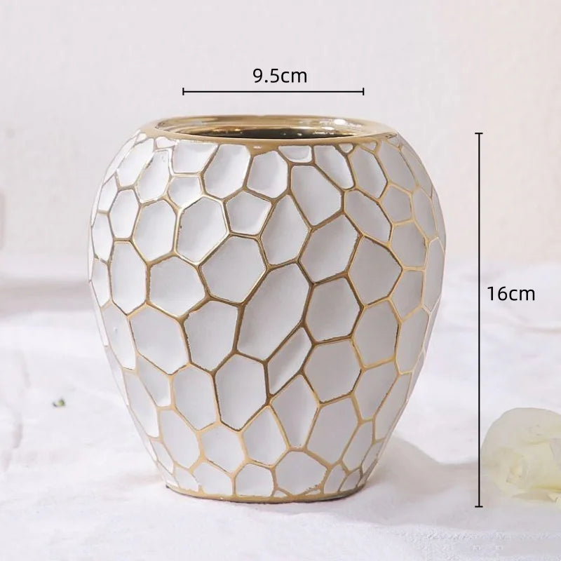 Elegant Gold Ceramic Vase Decorative Home Accent
