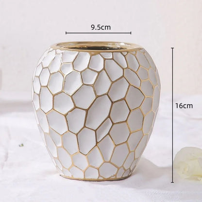 Elegant Gold Ceramic Vase Decorative Home Accent