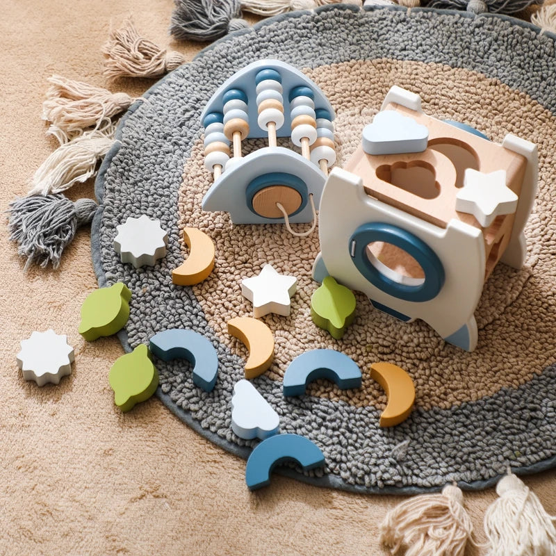 Natural Wood Space Building Blocks Set