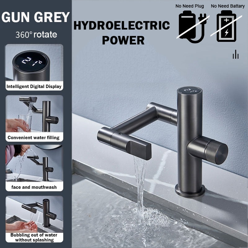 Contemporary Automatic Rotating Waterfall Kitchen Faucet - Fesara