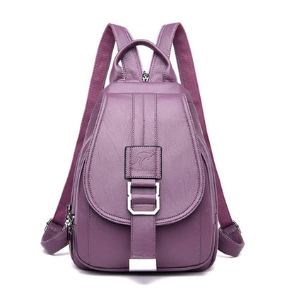 Secure Leather Ladies Backpack - Genuine Soft Sheepskin Rucksack