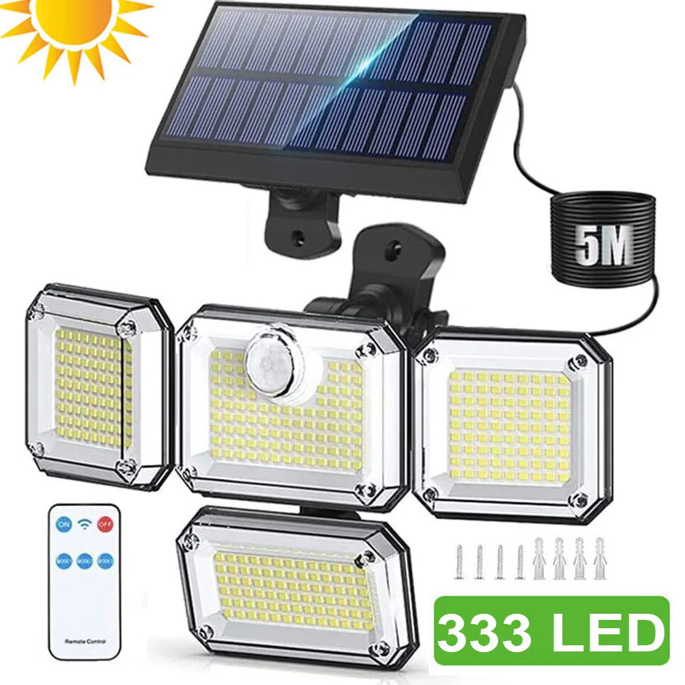 Bright Solar Powered Motion Sensor Outdoor Lamp 2000LM
