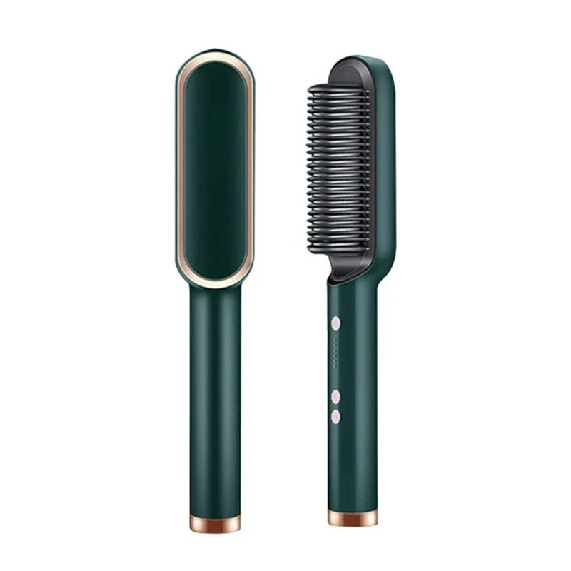Stylish 2-in-1 Hair Straightener Curling Iron Brush