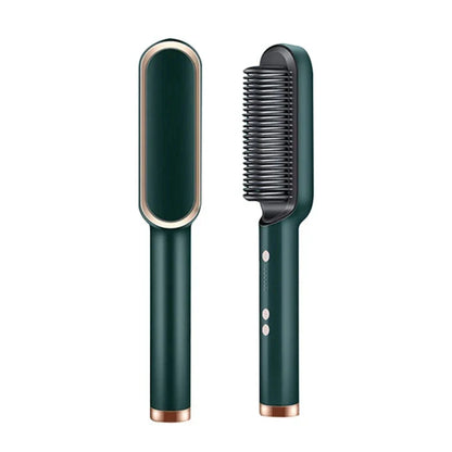 Stylish 2-in-1 Hair Straightener Curling Iron Brush