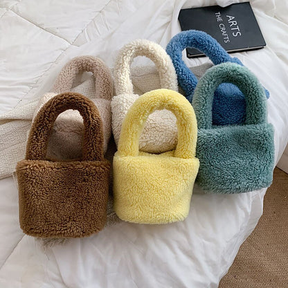 Soft Miniature Plush Bucket Handbag