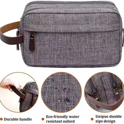 Waterproof Travel Toiletry Bag with Leather Handle