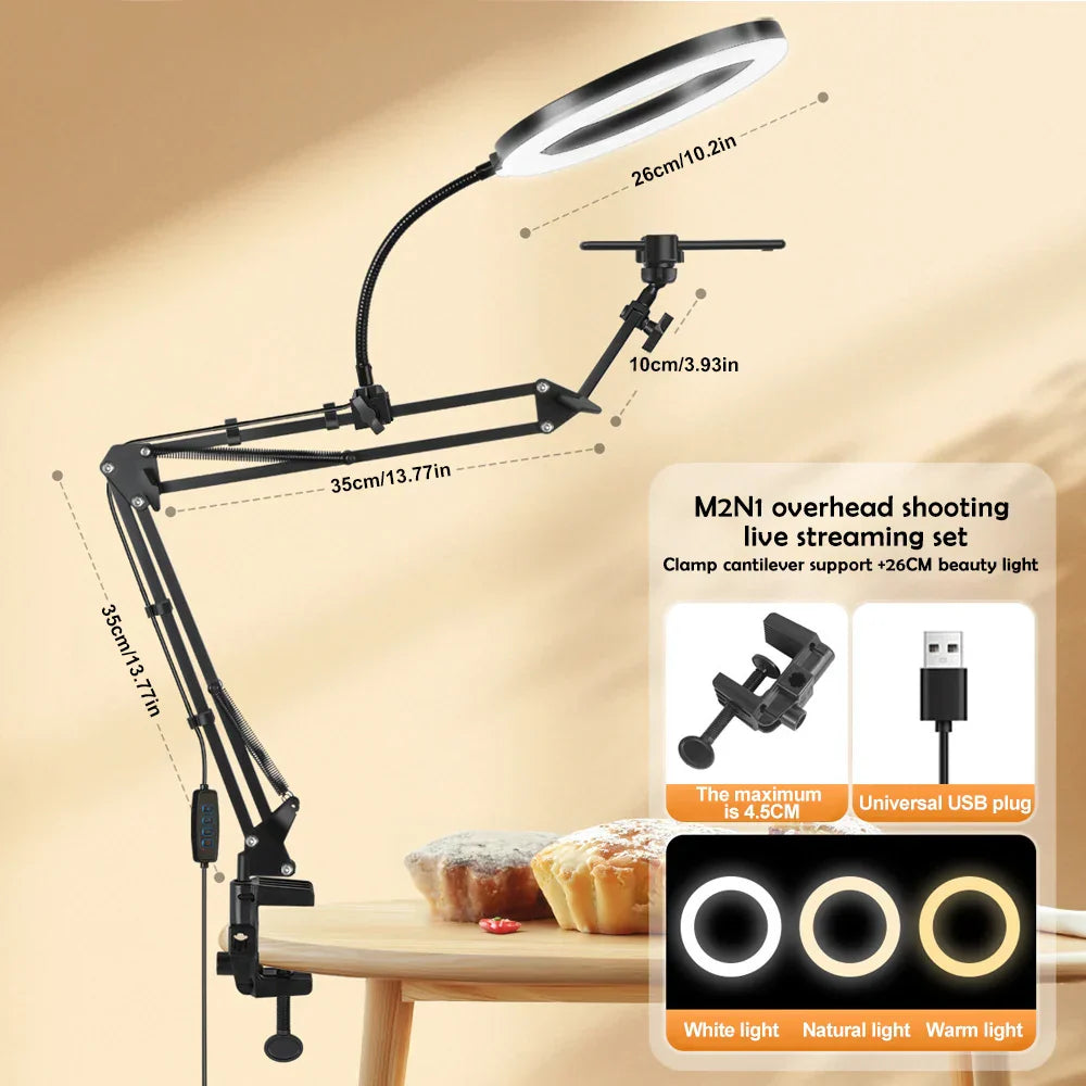 Portable LED Ring Light with Phone Clip