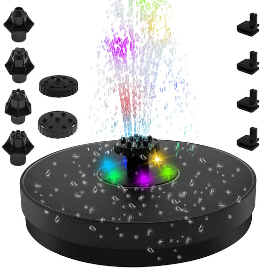 Solar Powered Water Fountain with LED Lights - Fesara