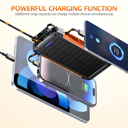 Portable 10000mAh Solar Power Bank with Fast Wireless Charging