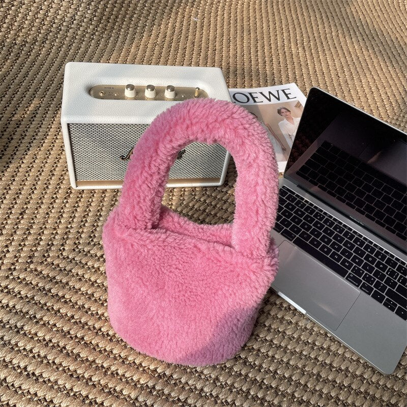 Soft Miniature Plush Bucket Handbag