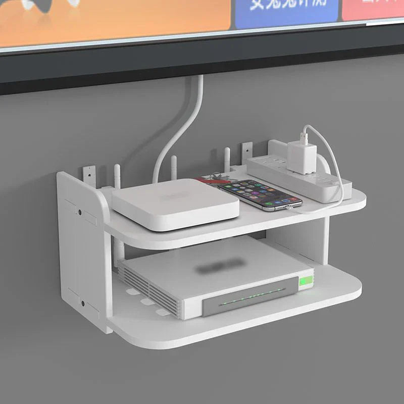 Wireless Router Storage Shelf with Hidden Cable Management