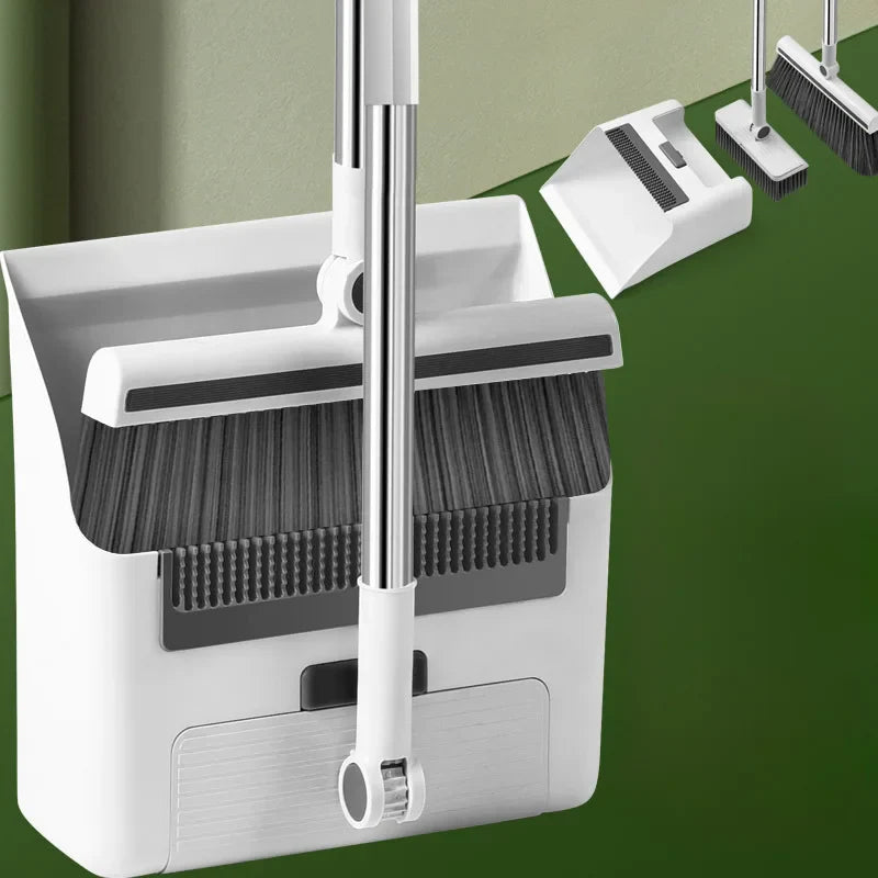 Practical 3-in-1 Broom Set with Dustpan and Long Handle