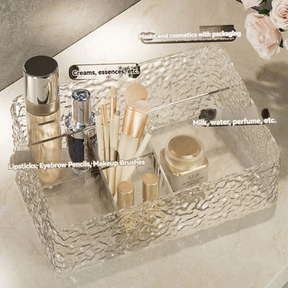 Spacious Makeup Storage Box with Wave Pattern