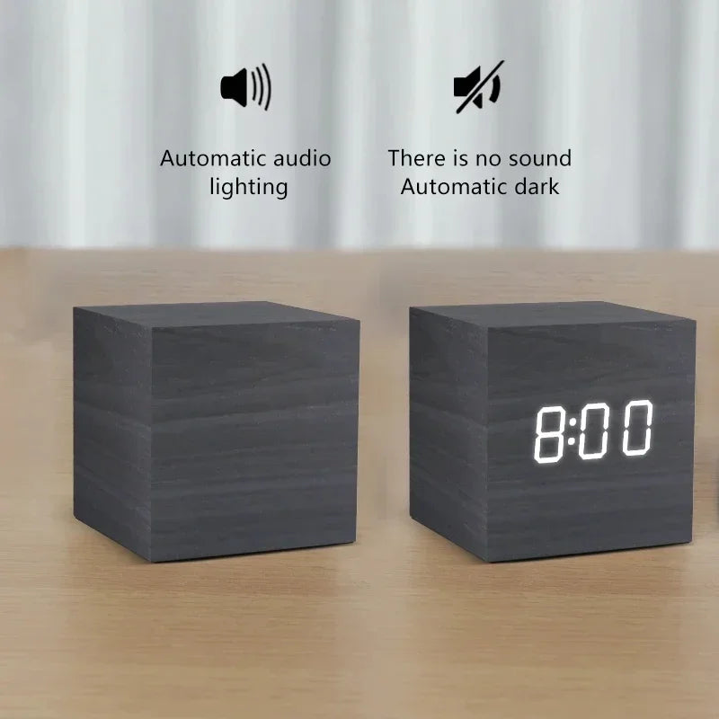 Simple Wood LED Desk Alarm Clock