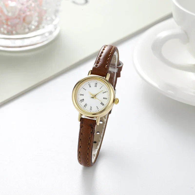 Simple Gold Women's Watch with Roman Numerals