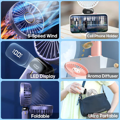 Compact 3-in-1 USB Mini Fan with LED Screen