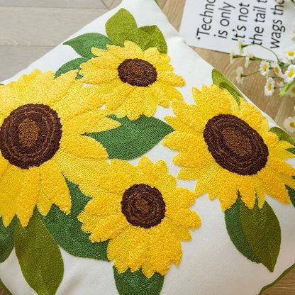 Soft Floral Cushion Pillow 18x18 Inch Sunflower Design