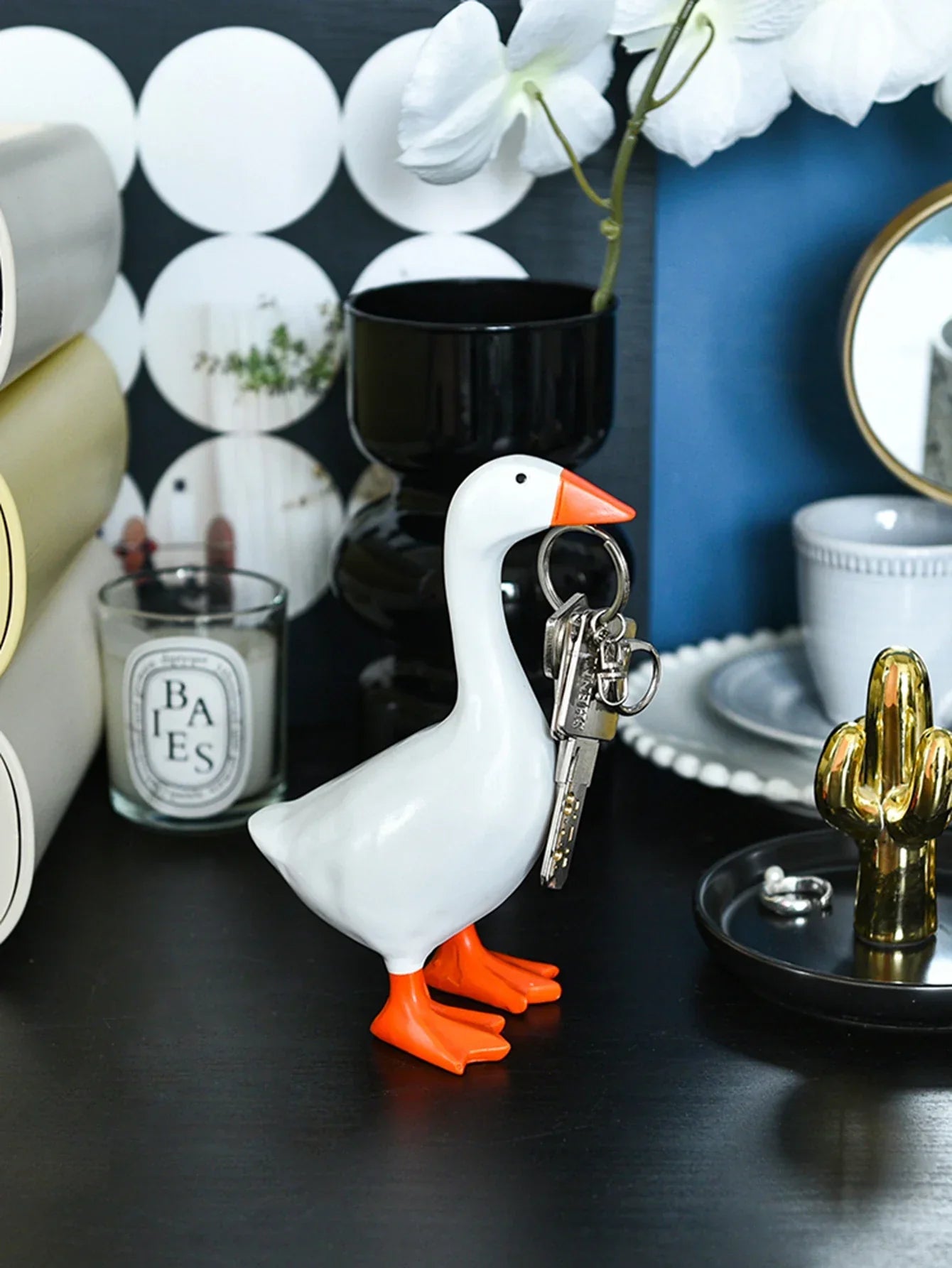 Cute Magnetic Goose Keychain Holder Figurine