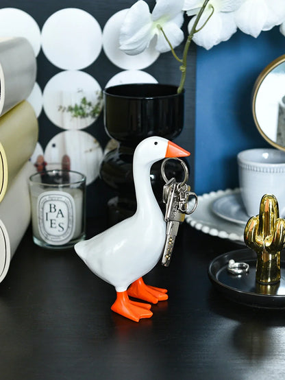 Cute Magnetic Goose Keychain Holder Figurine