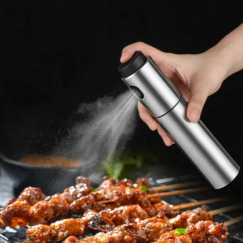Premium Oil Sprayer Bottle - 100ml Stainless Steel Refillable - Fesara