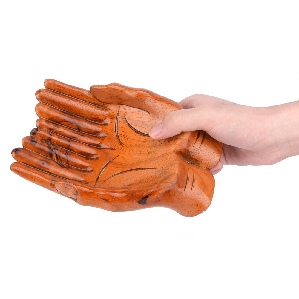 Handcrafted Wooden Prayer Hands Candy Dish Home Decoration