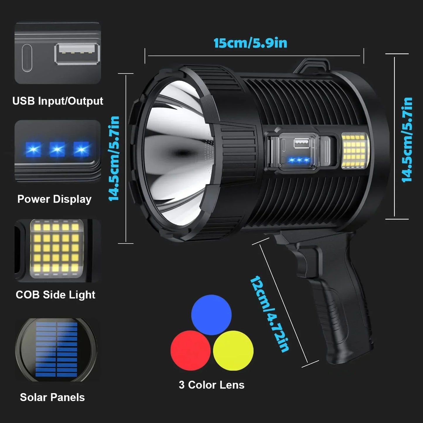 Bright Solar Powered 900K Lumen Spotlight Lantern