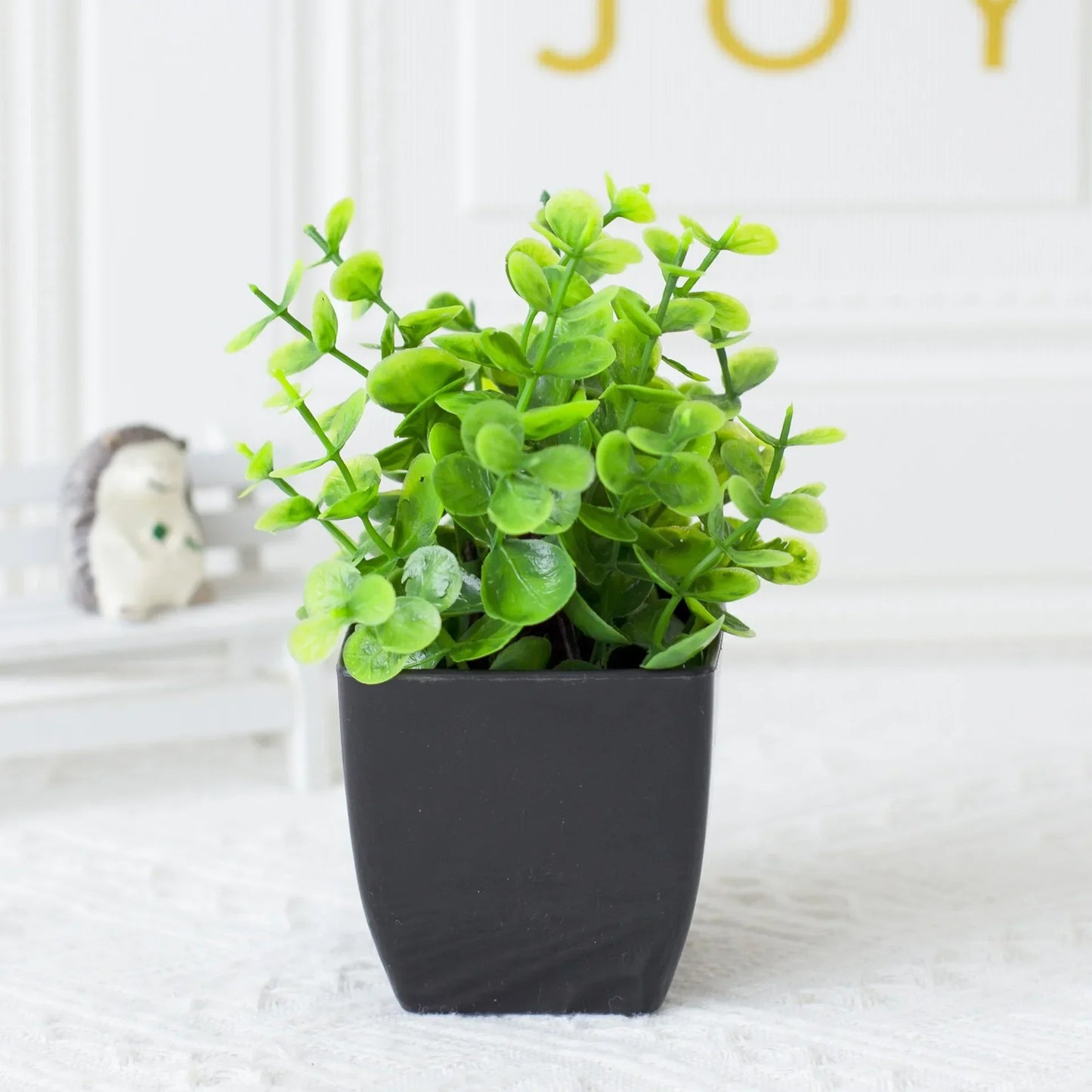 Small Artificial Eucalyptus Plant in Black Planter - Fesara