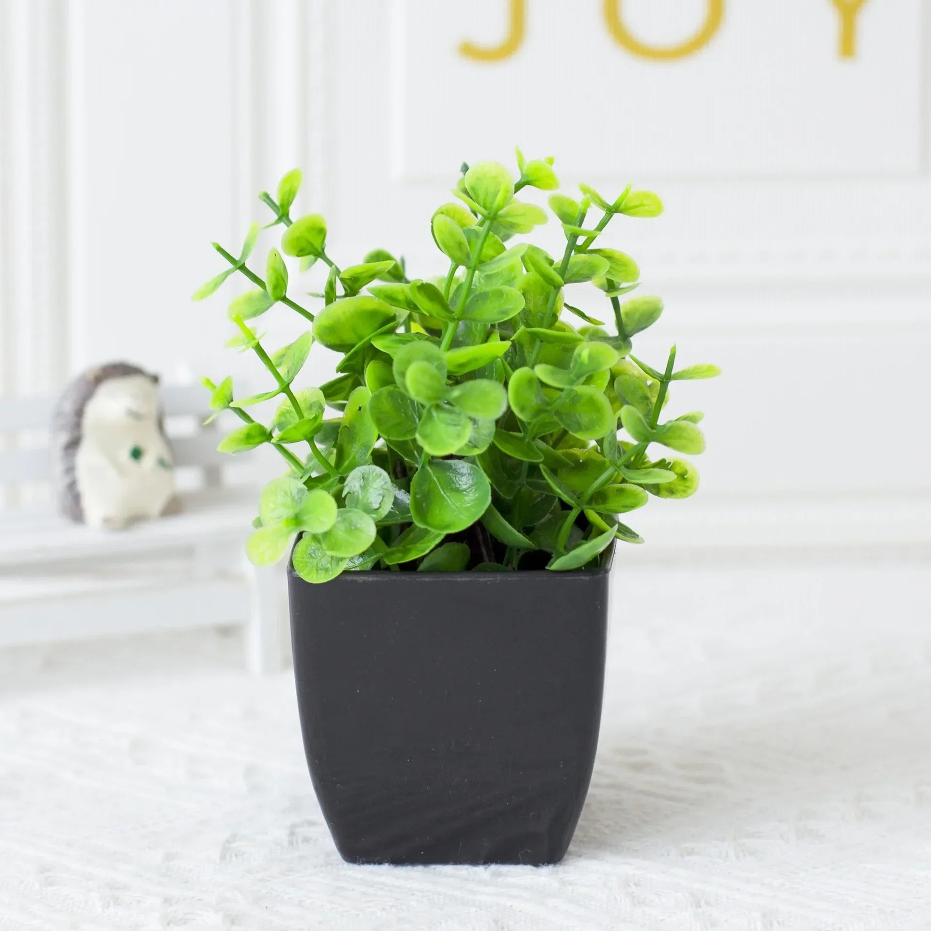 Small Artificial Eucalyptus Plant in Black Planter - Fesara