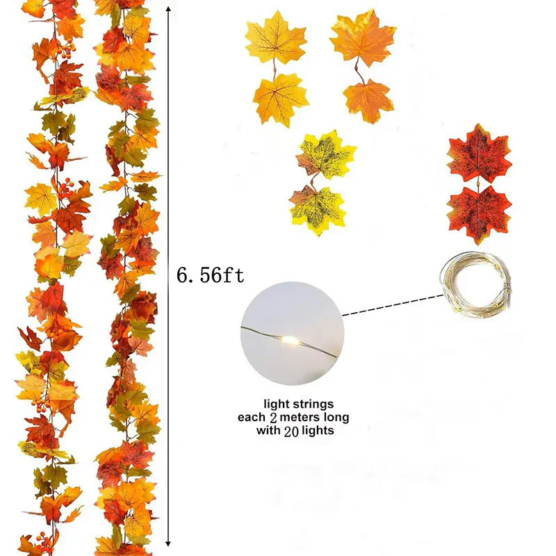 Autumn Maple Leaf Artificial Garland for Home Decor