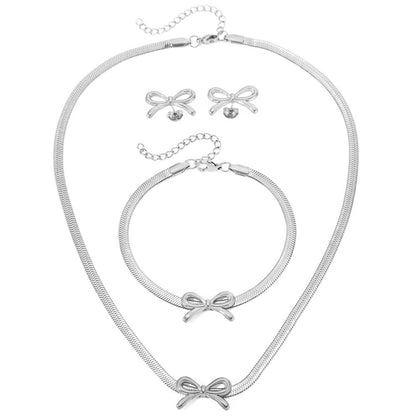 Delicate Bow Herringbone Jewelry Set for Women