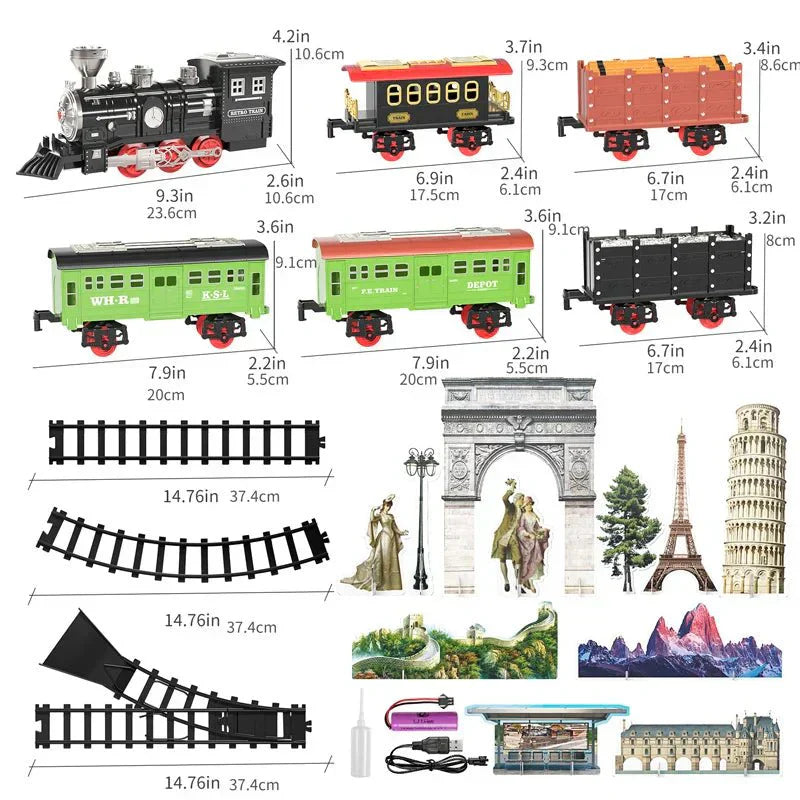 Vintage Model Train Set with Lights and Sound Effects