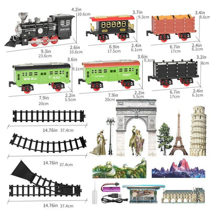 Vintage Model Train Set with Lights and Sound Effects