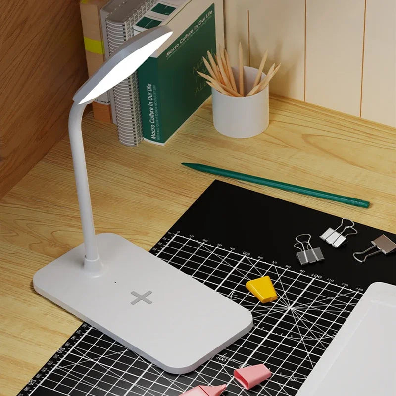 Sleek LED Desk Lamp with Wireless Charging & USB