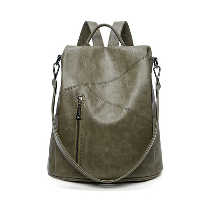 Stylish Women's Leather Rucksack - Secure Travel Bag