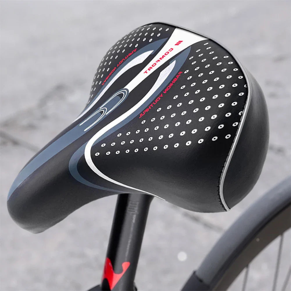 Extra Wide Comfort Bike Seat Saddle with Shock Absorption - PU Leather Cushion for Long-Distance Cycling-3
