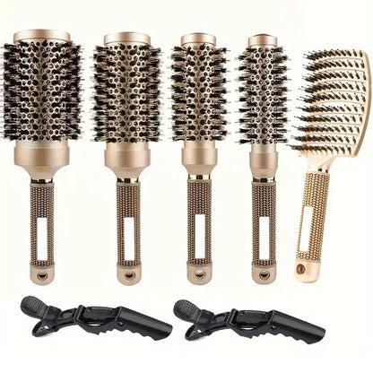 Pro Hair Brush Set, Ceramic & Boar Bristle, Frizz Control
