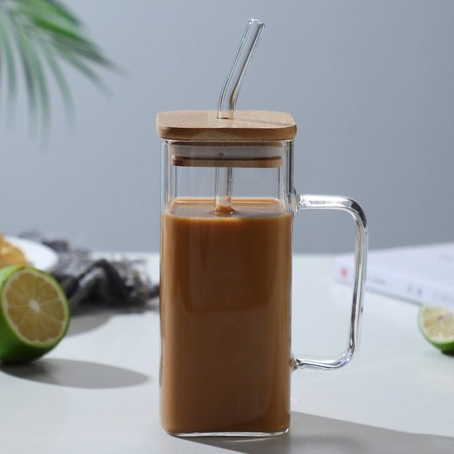 Big Square Travel Mug with Lid and Straw - Fesara