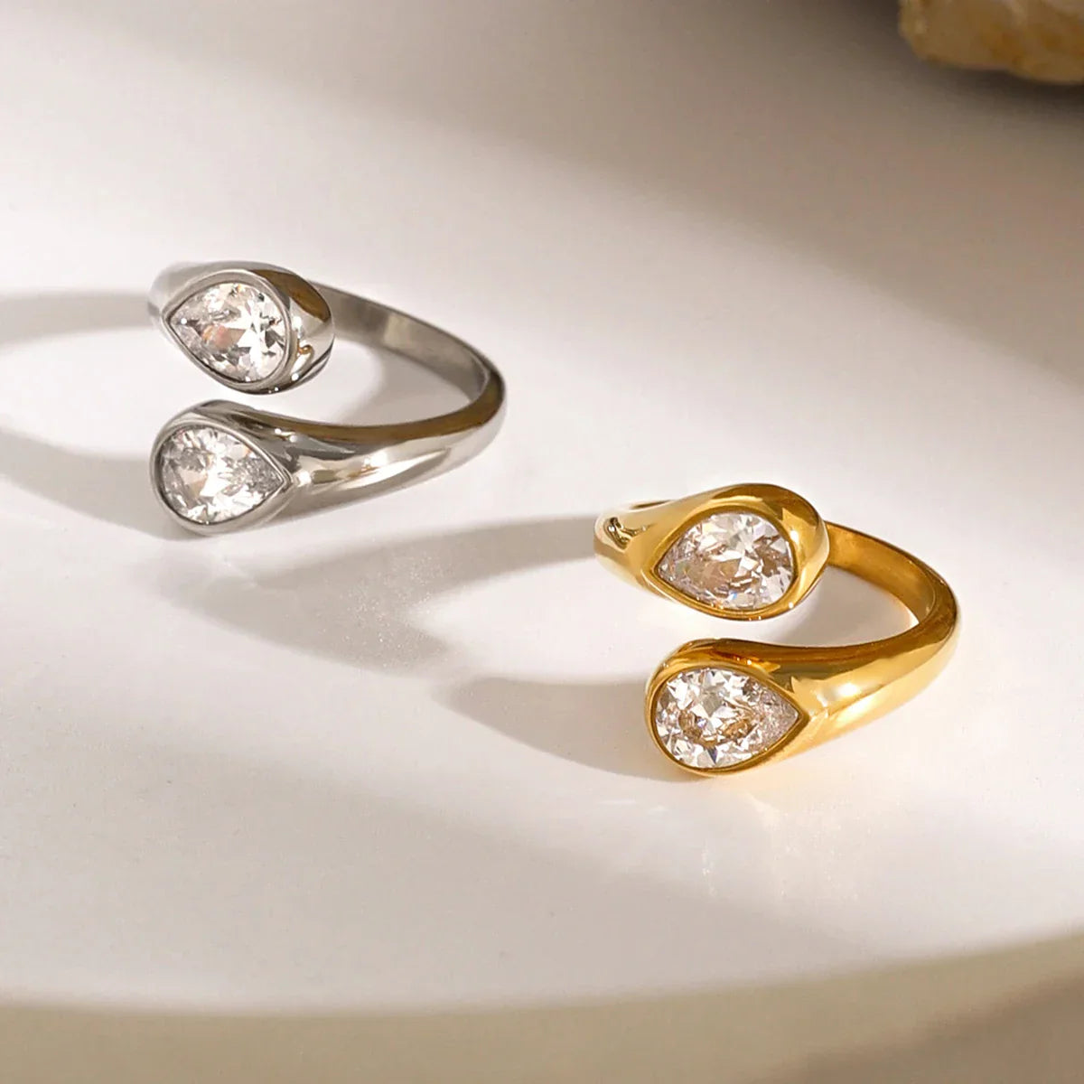 Elegant Drop Diamond Wrap Ring