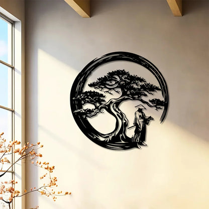 Asian Style Metal Wall Art Bonsai Tree Decor
