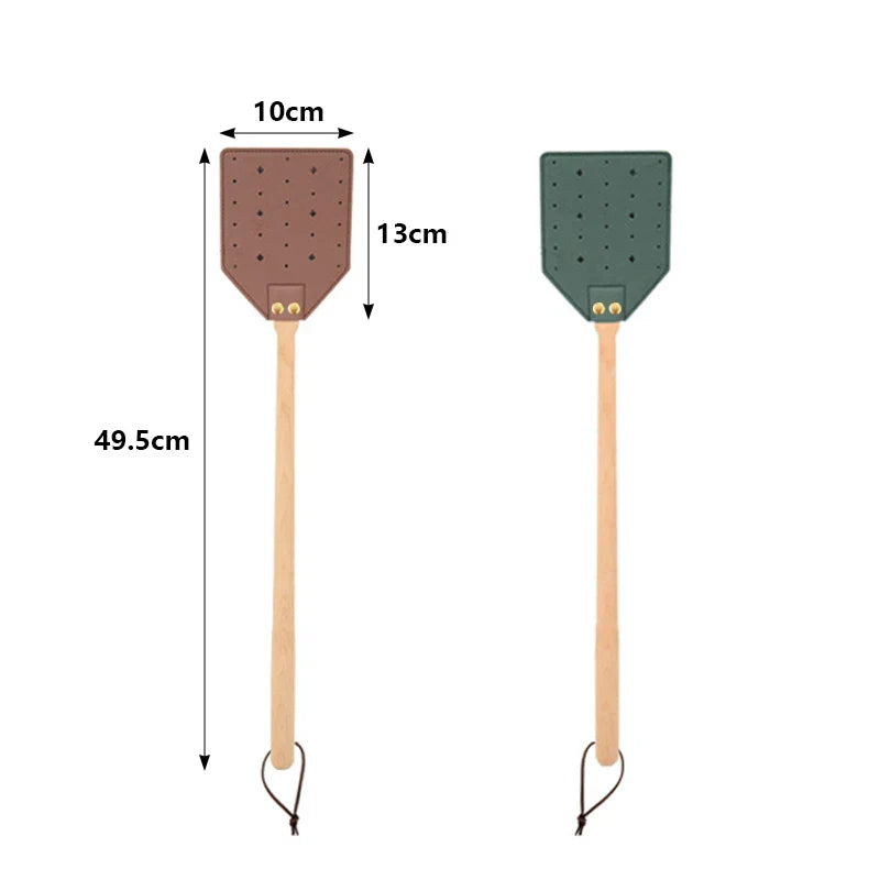 Premium Leather Fly Swatter with Wooden Handle