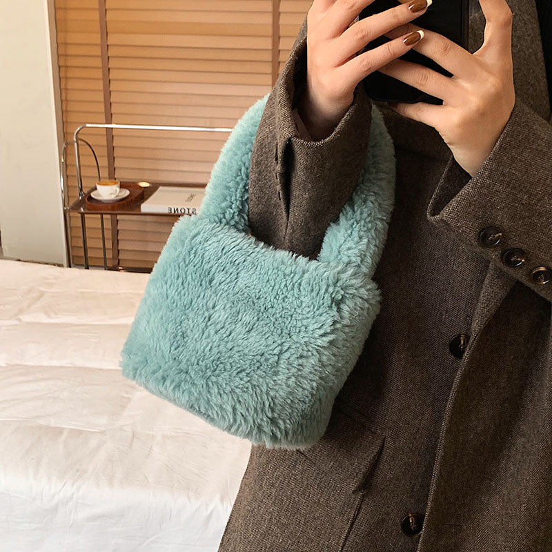 Soft Miniature Plush Bucket Handbag