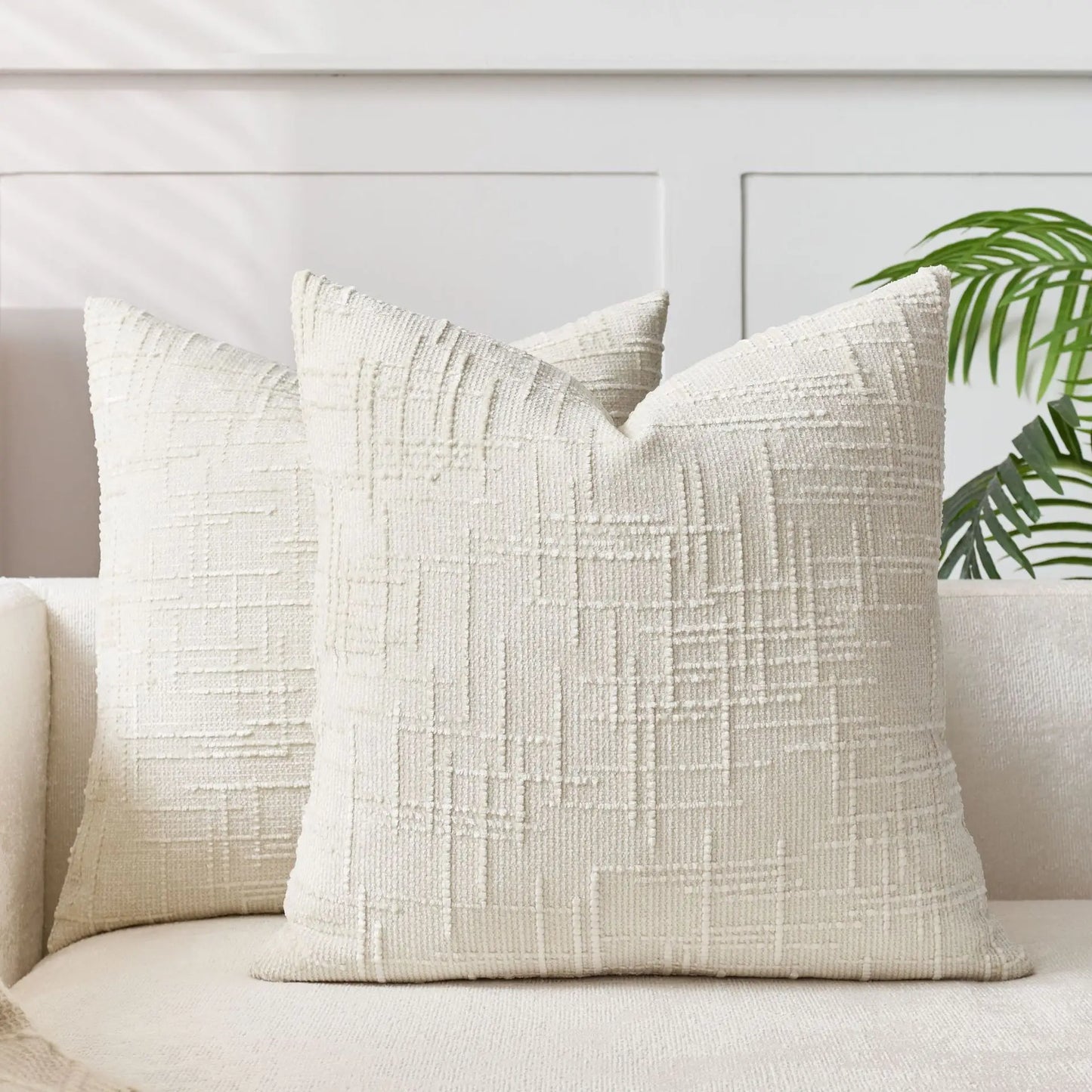 Soft Chenille Cushion with Natural Bamboo Pattern