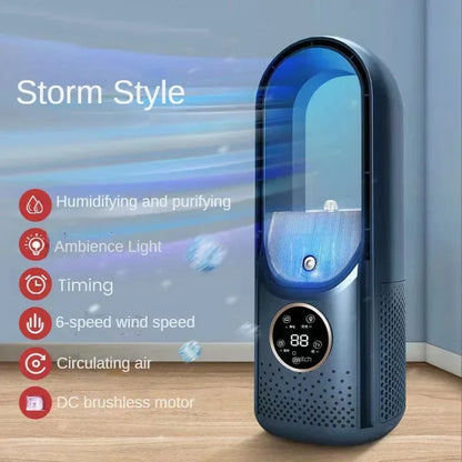 Quiet USB Desk Fan with 6 Speeds and Humidifier - Fesara