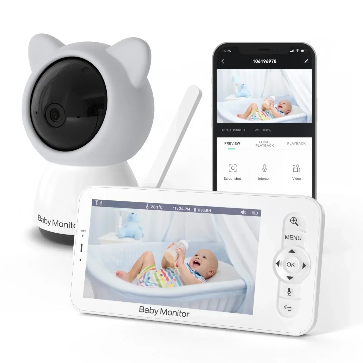 Fesara Baby Video Monitor - Clear HD Nursery Camera