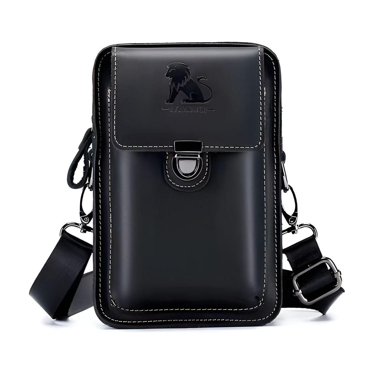 Practical Men's Leather Belt Bag with Adjustable Strap