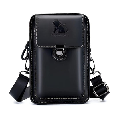 Practical Men's Leather Belt Bag with Adjustable Strap