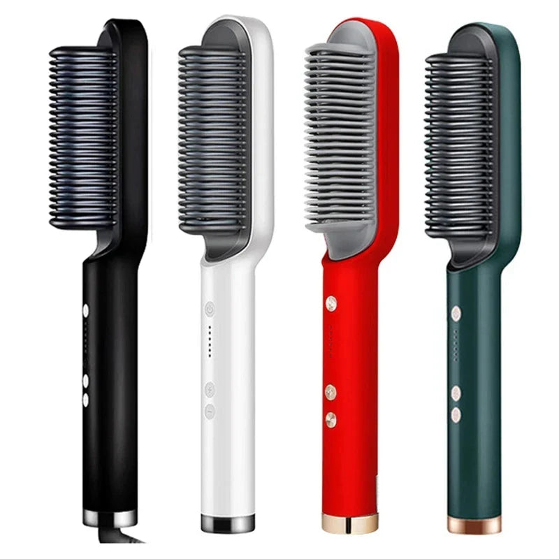 Stylish 2-in-1 Hair Straightener Curling Iron Brush